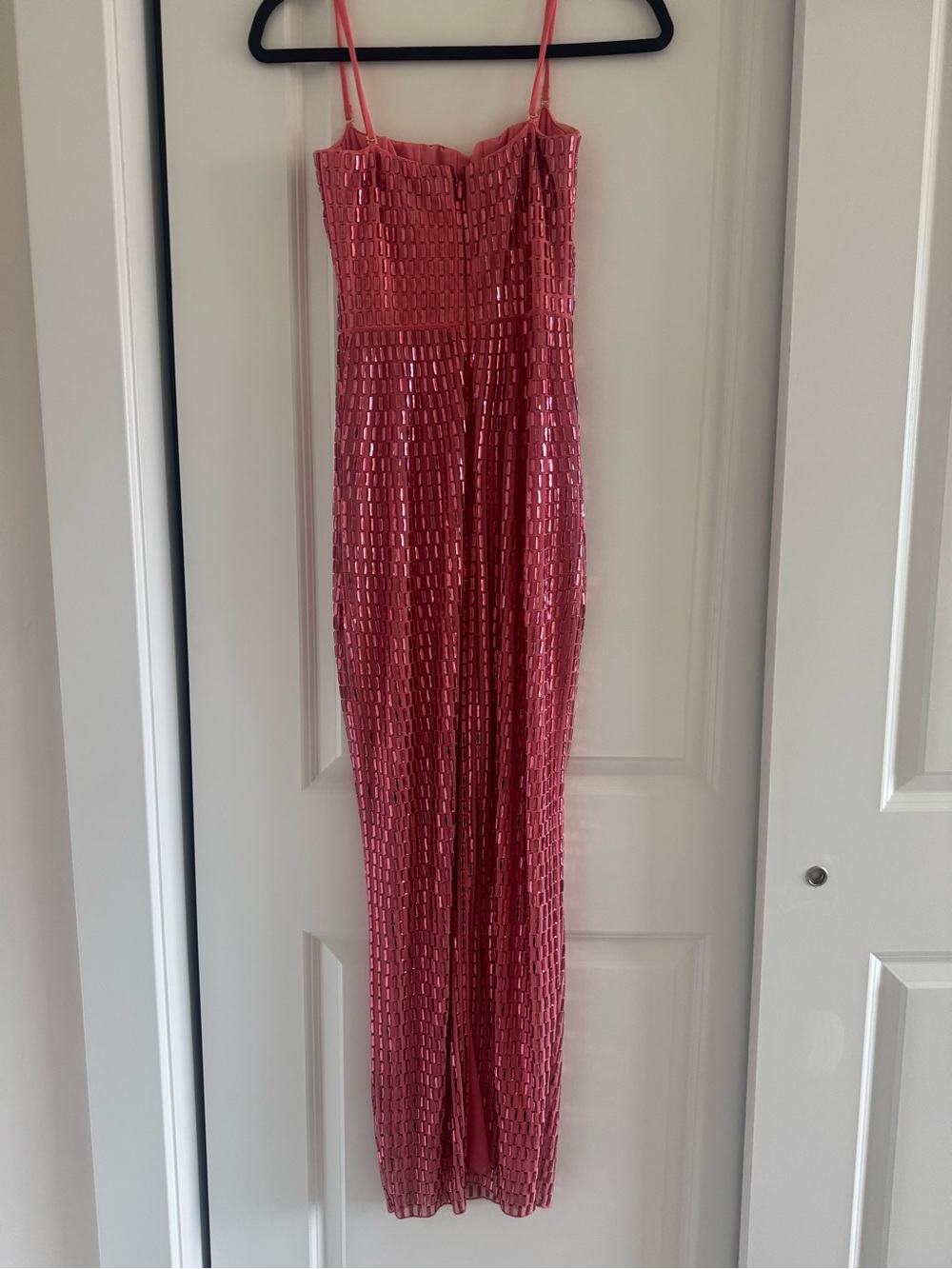 Oh Polly Embellished Strapless Bandeau Maxi Dress in Watermelon - Picture 2 of 3